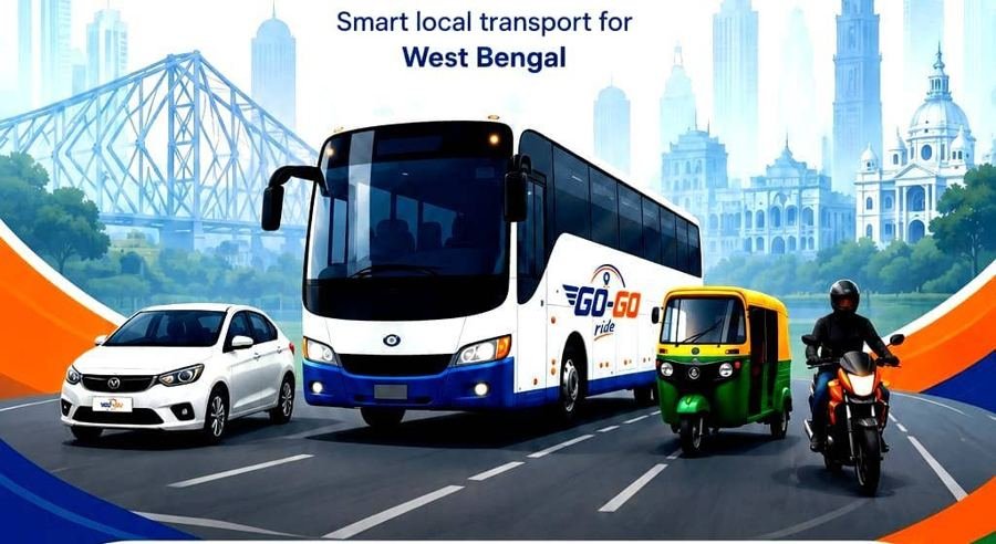 Kolkata with a GO-GO Ride bus, car, auto and bike